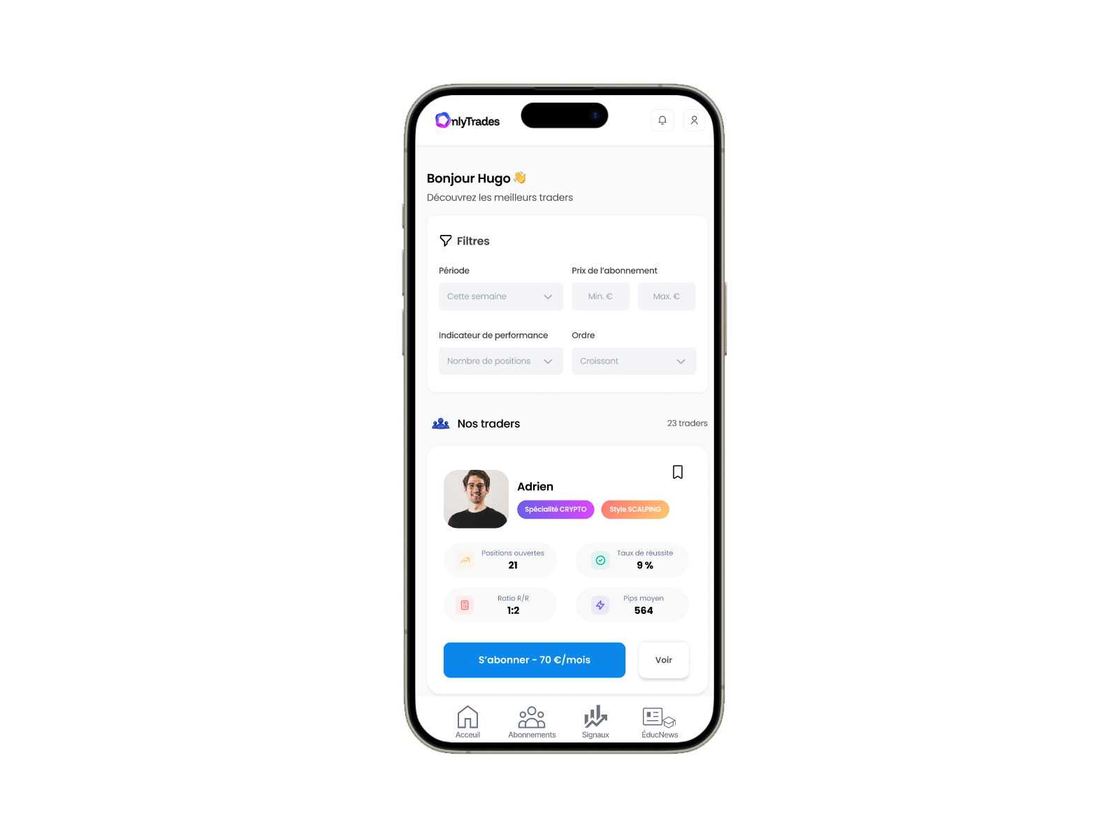 OnlyTrades - Application Copy Trading et Signaux Trading